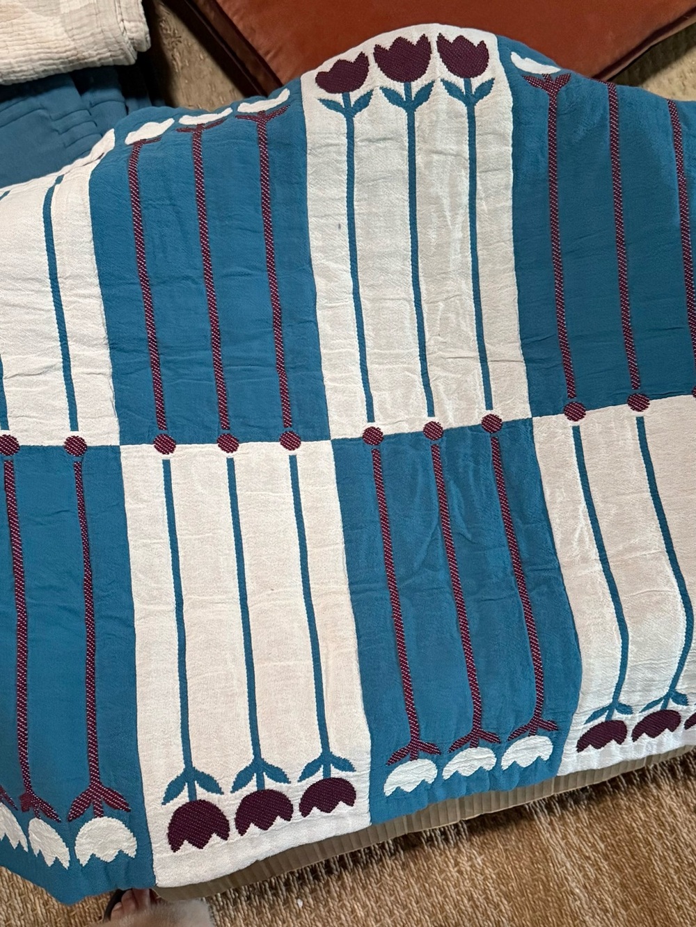 Schoolhouse electric Tulbend Teal, White and Maroon pillow sham in standard BNwt